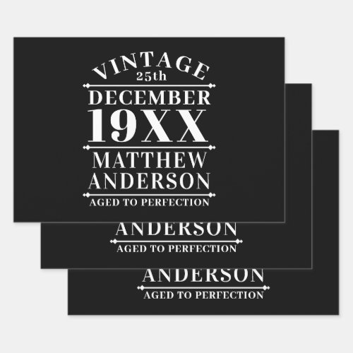 Personalized Vintage Aged to Perfection Wrapping Paper Sheets