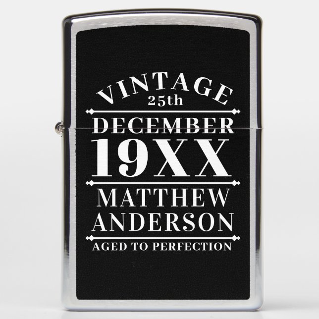 Personalized Vintage Aged to Perfection Zippo Lighter (Front)