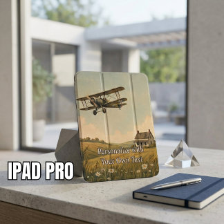 Personalized Vintage Airplane Design | Custom Name iPad Pro Cover