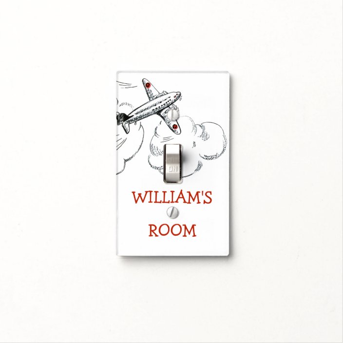 Personalized Vintage Airplane Nursery Kids Outlet Light Switch Cover