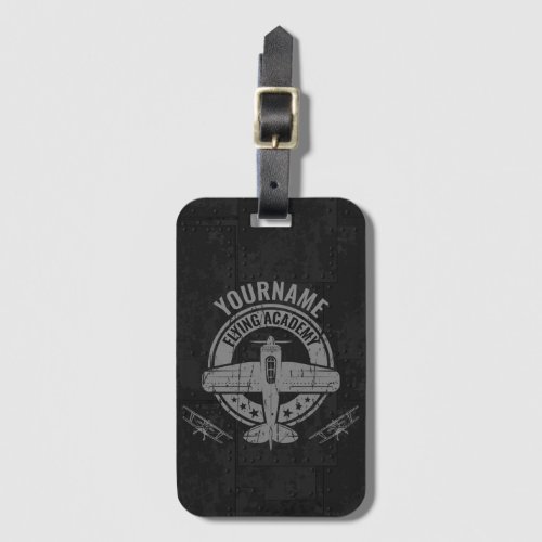 Personalized Vintage Airplane Pilot Flying Academy Luggage Tag