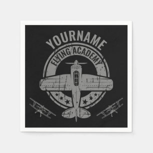 Personalized Vintage Airplane Pilot Flying Academy Napkins