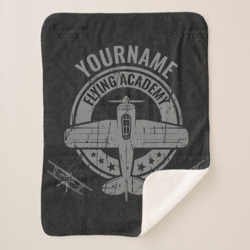 Personalized Vintage Airplane Pilot Flying Academy Sherpa Blanket