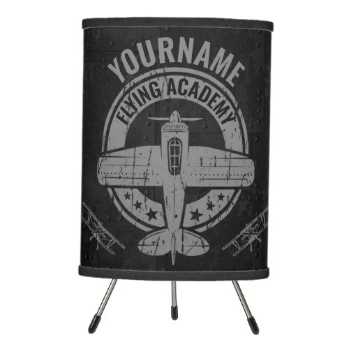 Personalized Vintage Airplane Pilot Flying Academy Tripod Lamp