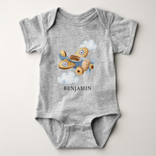 Personalized Vintage Airplane Toy Baby Bodysuit