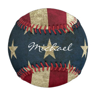 Personalized Vintage American Flag Baseball