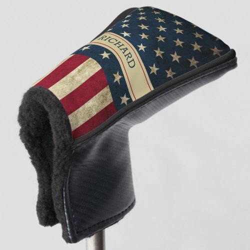 Personalized Vintage American Flag Patriotic Golf Head Cover