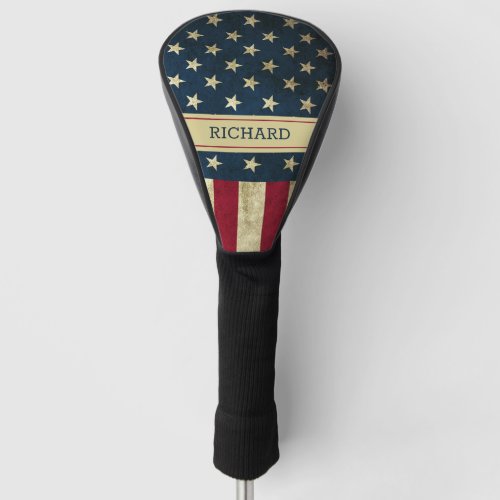 Personalized Vintage American Flag Patriotic Golf Head Cover