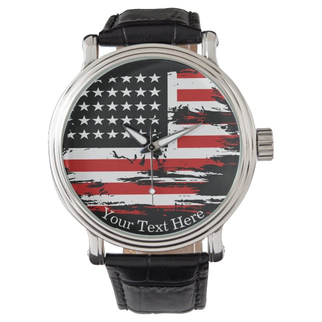 Personalized Vintage American Flag Watch (Front)