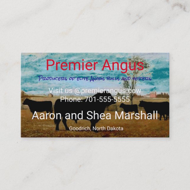 Personalized Vintage Angus Cattle Business Card (Front)