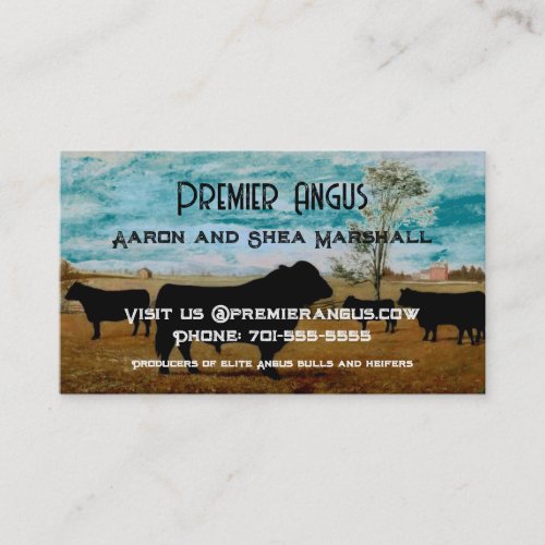 Personalized Vintage Angus Cattle Business Card