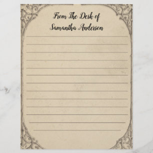 Personalized Vintage Antique Distressed Linned Letterhead