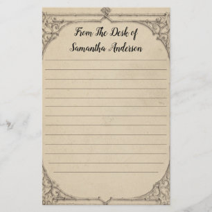 Personalized Vintage Antique Distressed Linned Stationery