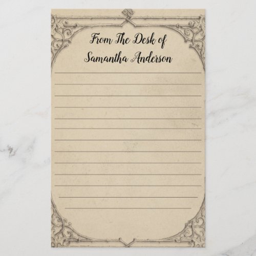 Personalized Vintage Antique Distressed Linned  Stationery