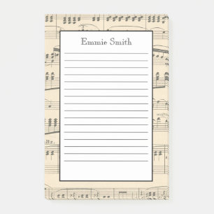 Personalized Vintage Antique Sheet Music Post-it Notes