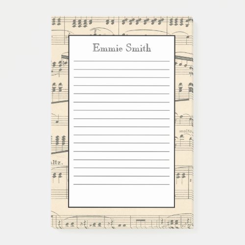 Personalized Vintage Antique Sheet Music Post_it Notes