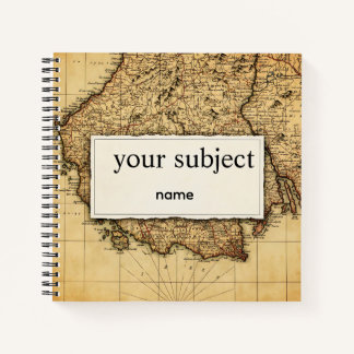 Personalized Vintage Antique World Map Notebook -