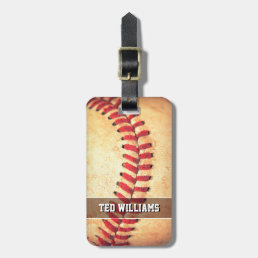 Personalized vintage baseball ball luggage tag