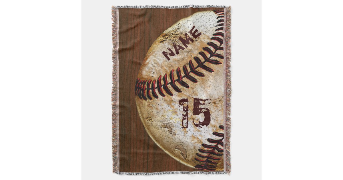 Personalized Vintage Baseball Blankets Name Number | Zazzle