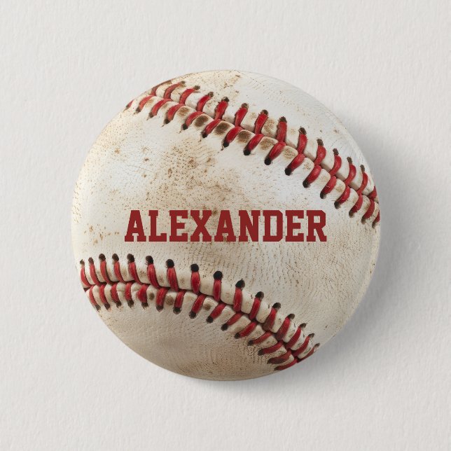 Personalized Vintage Baseball Button (Front)