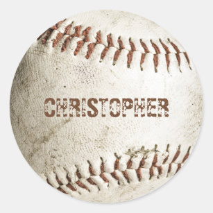 Personalized Vintage Baseball Classic Round Sticker