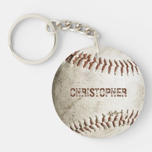 Personalized Vintage Baseball Keychain
