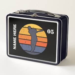 Personalized Vintage Baseball Name Number Metal Lunch Box