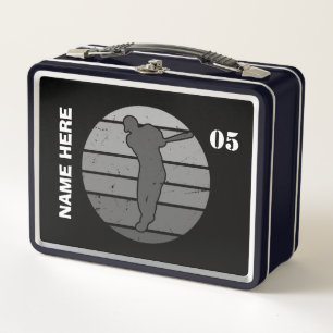 Personalized Vintage Baseball Name Number Metal Lunch Box