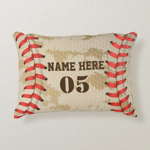 Personalized Vintage Baseball Name Number Retro Accent Pillow