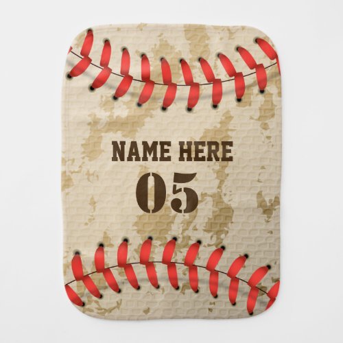 Personalized Vintage Baseball Name Number Retro Baby Burp Cloth