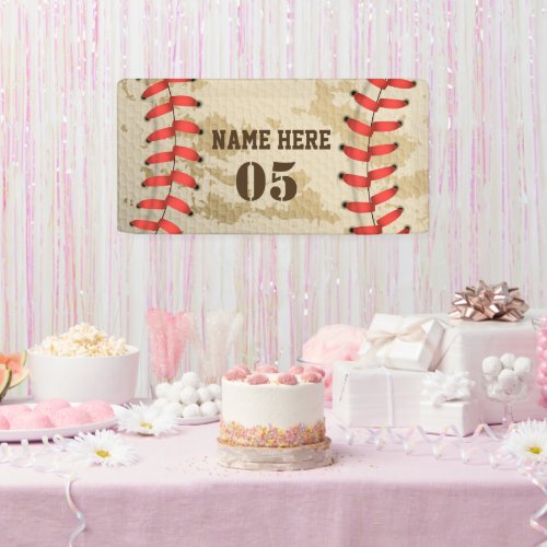 Personalized Vintage Baseball Name Number Retro Banner