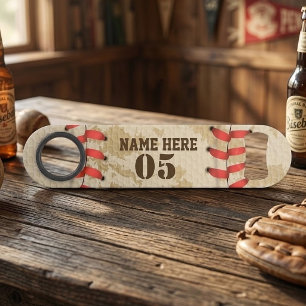 Personalized Vintage Baseball Name Number Retro Bar Key
