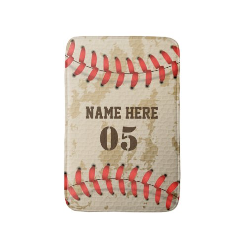 Personalized Vintage Baseball Name Number Retro Bath Mat