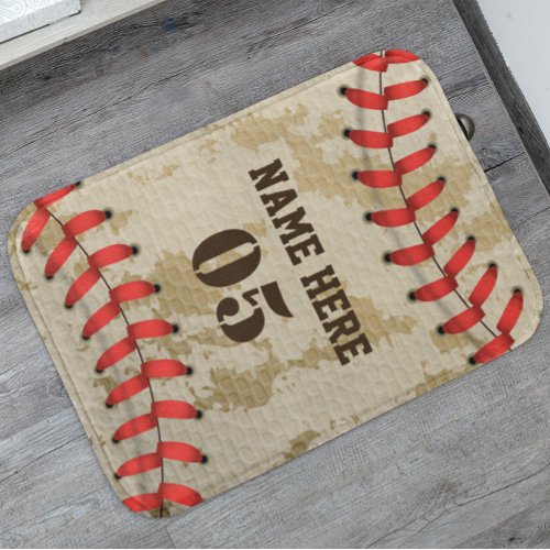 Personalized Vintage Baseball Name Number Retro Bath Mat