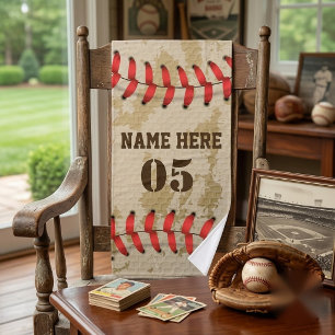 Personalized Vintage Baseball Name Number Retro Bath Towel
