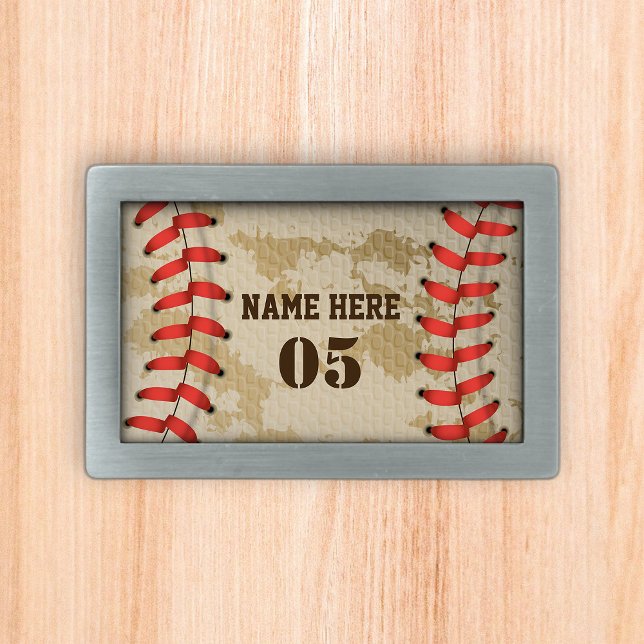Personalized Vintage Baseball Name Number Retro Belt Buckle (Creator Uploaded)