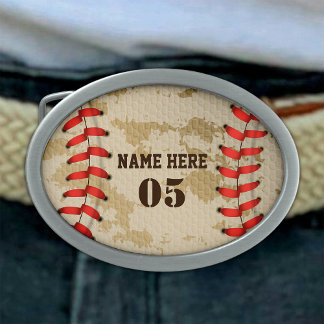 Personalized Vintage Baseball Name Number Retro Belt Buckle