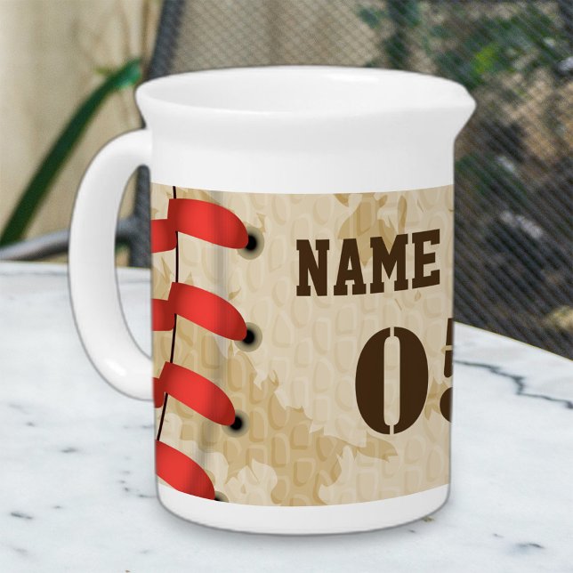 Personalized Vintage Baseball Name Number Retro Beverage Pitcher (Creator Uploaded)