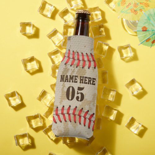 Personalized Vintage Baseball Name Number Retro Bottle Cooler
