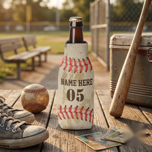 Personalized Vintage Baseball Name Number Retro Bottle Cooler