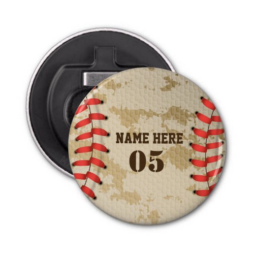 Personalized Vintage Baseball Name Number Retro Bottle Opener