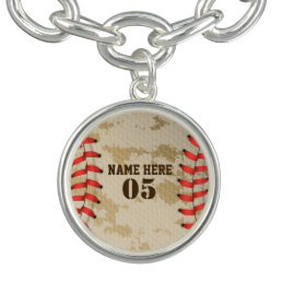 Personalized Vintage Baseball Name Number Retro Bracelet