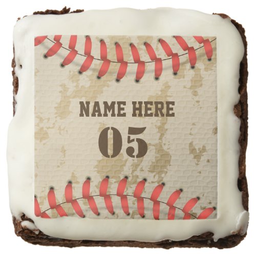Personalized Vintage Baseball Name Number Retro Brownie