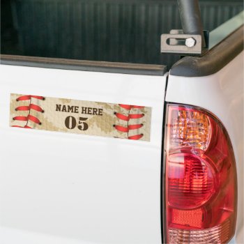 Personalized Vintage Baseball Name Number Retro Bumper Sticker by Baseball_Number_Name at Zazzle