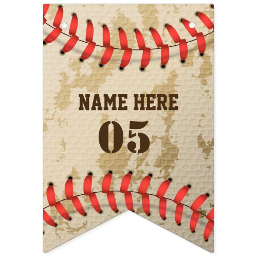 Personalized Vintage Baseball Name Number Retro Bunting Flags