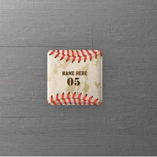 Personalized Vintage Baseball Name Number Retro Button