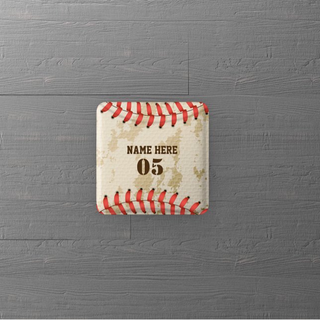 Personalized Vintage Baseball Name Number Retro Button (Creator Uploaded)