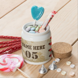 Personalized Vintage Baseball Name Number Retro Candy Jar