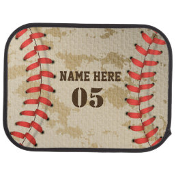 Personalized Vintage Baseball Name Number Retro Car Floor Mat