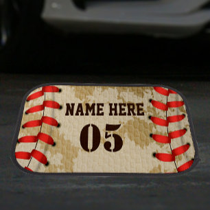 Personalized Vintage Baseball Name Number Retro Car Floor Mat